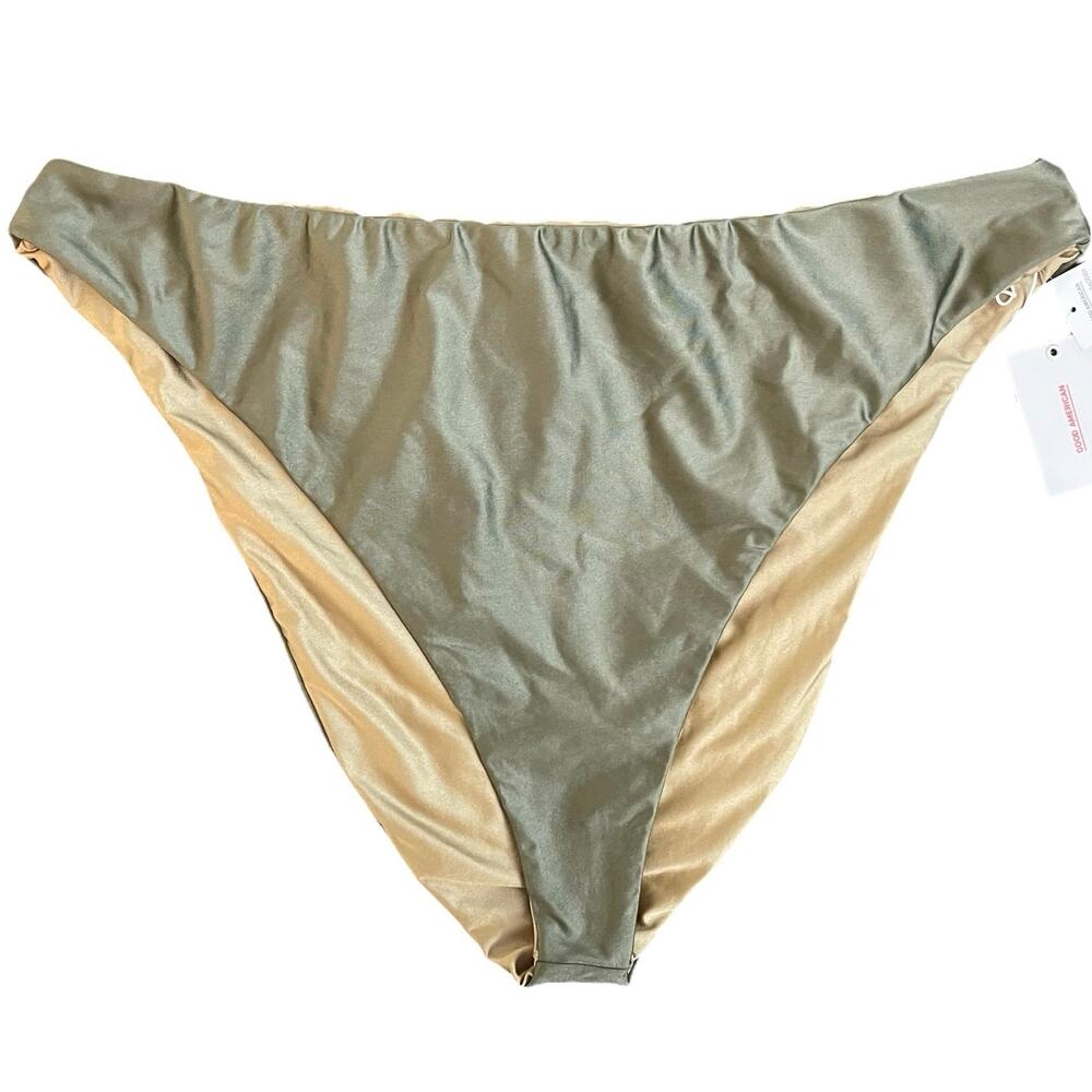 Good American Reversible Good Waist Cheeky Bottom 8 5XL High Shine Sage Gold NWT